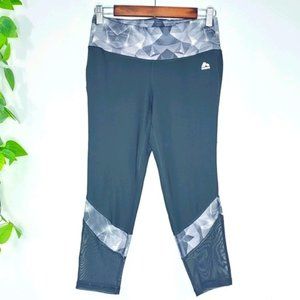 RBX Black/Grey Women's Cropped Sheer Panels Leggings M‎